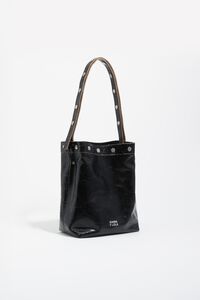 Medium black crackled leather Carlino bag