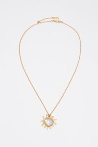 Brushed gold mother-of-pearl sun necklace