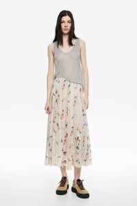 Ivory Flowers Scan flared midi skirt