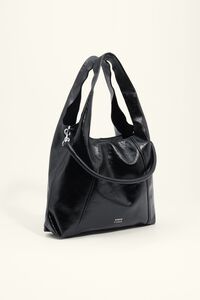 Large black leather Paper bag