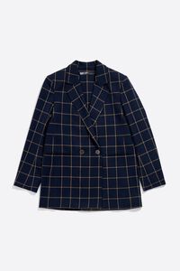 Navy blue checked tailored jacket Navy blue checked tailored jacket