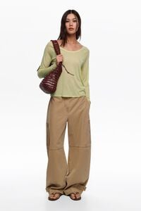 Lime striped raglan sleeve T-shirt