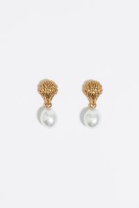 Gold pearl eagle earrings