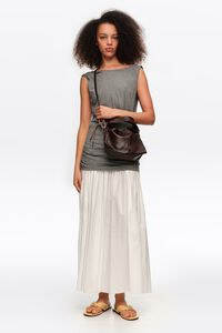 Small coffee leather Paper crossbody bag