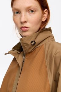 Two-tone khaki A-line trench