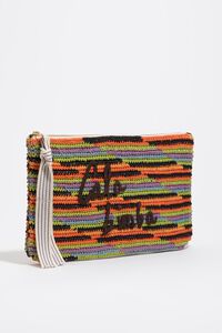 Large orange plaited cotton handbag