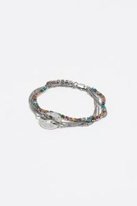 Silver logo multi-chain bracelet