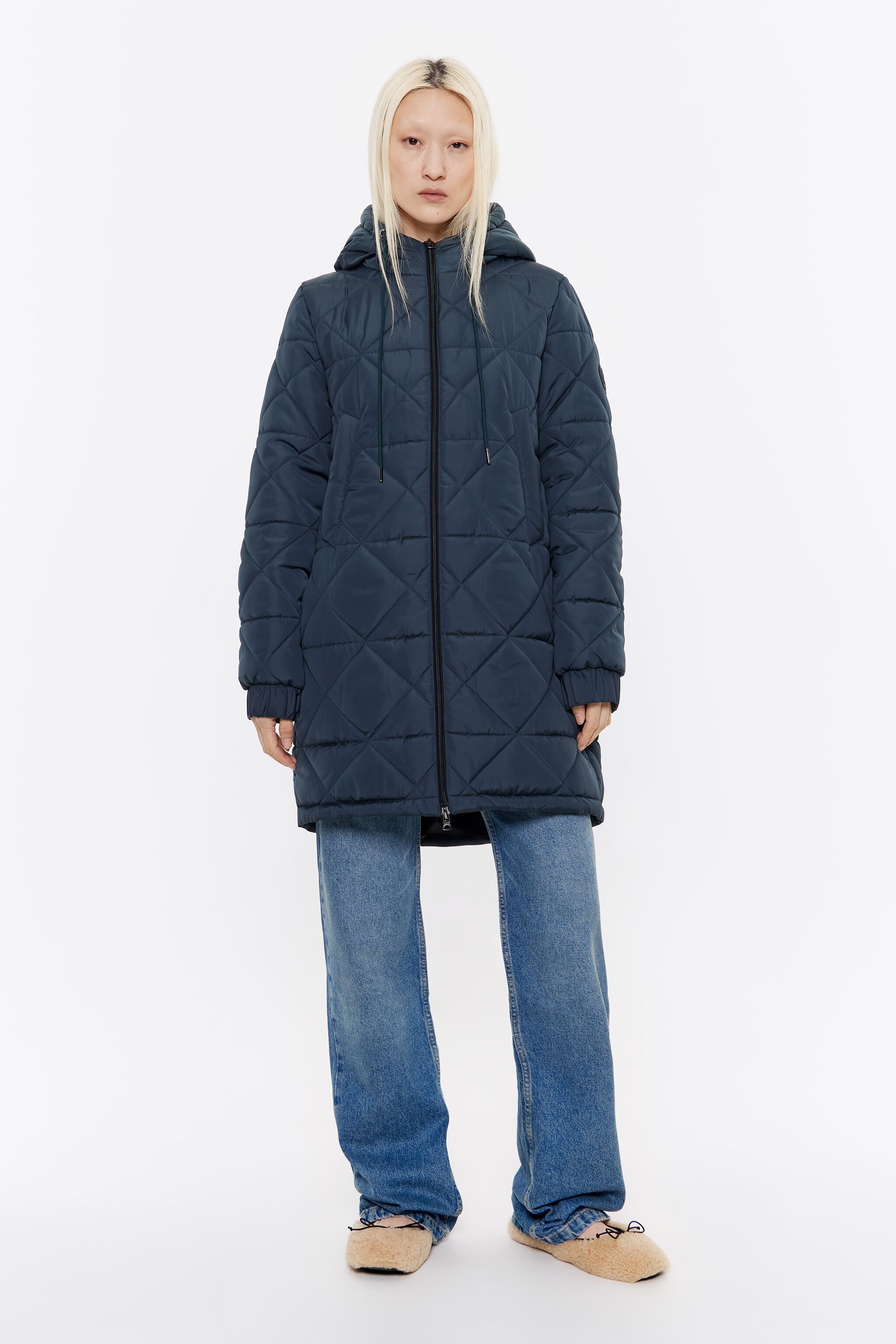 【お得】 Petrol coat padded cut straight blue ジャケット・アウター