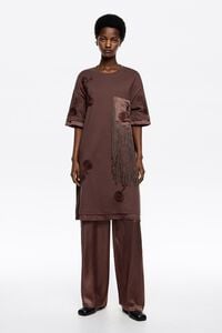 Short brown embroidered fringed dress Short brown embroidered fringed dress