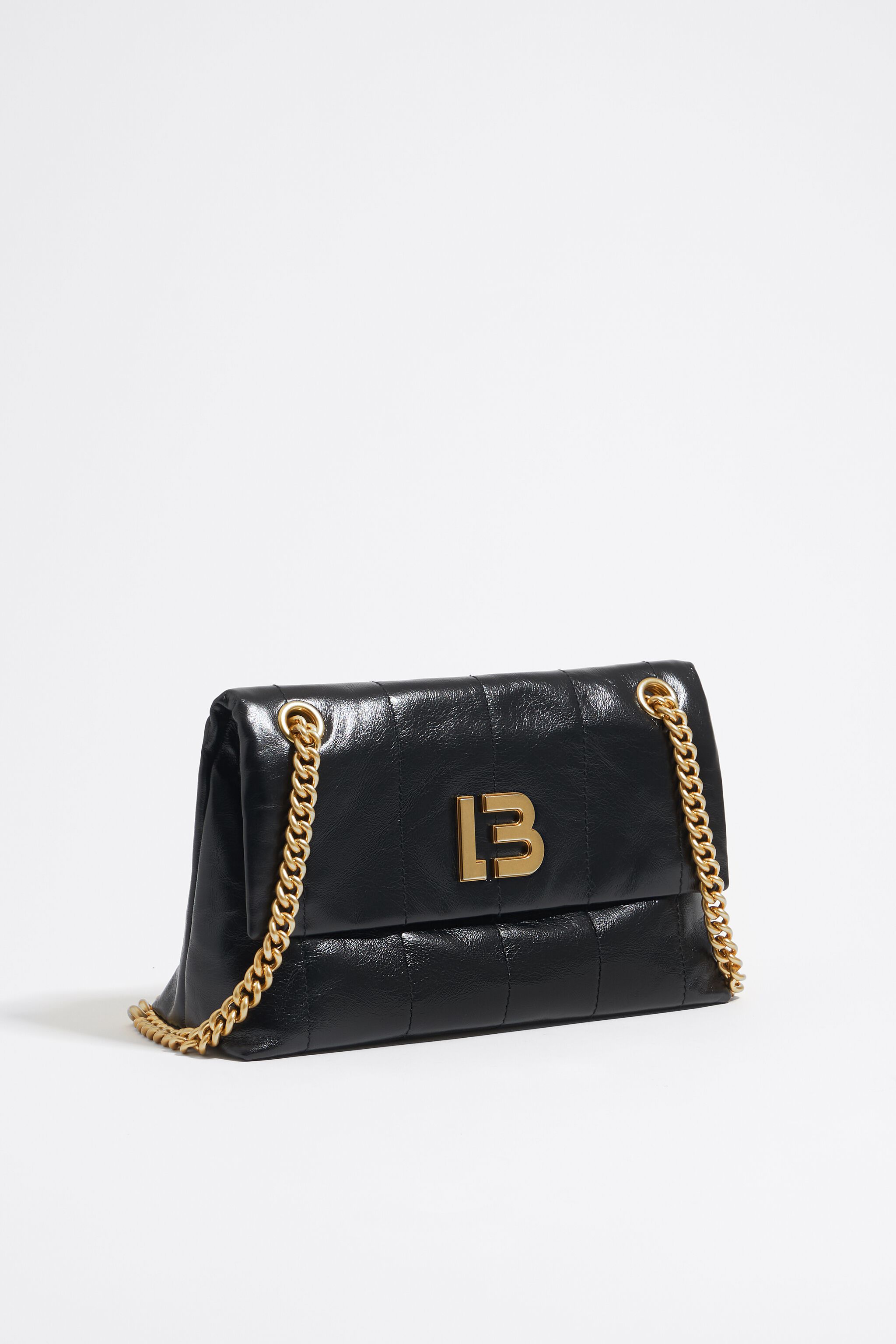 Small black leather bag flap