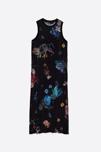 Seabed black flowing sleeveless T-shirt dress