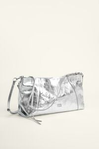 Large silver leather clutch bag