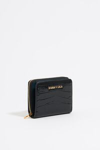 Black mock croc flap purse