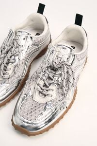 Silver leather and mesh 13 26 sneaker