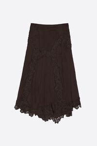 Dark brown fluid lace skirt