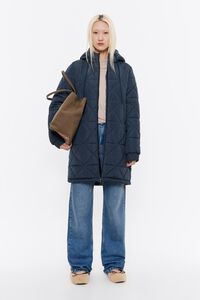 Petrol blue straight cut padded coat Petrol blue straight cut padded coat
