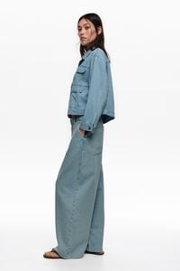 WIDE LEG - Light blue washed denim trousers