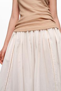White gathered voluminous cotton skirt