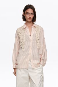 Red striped crochet scarf shirt