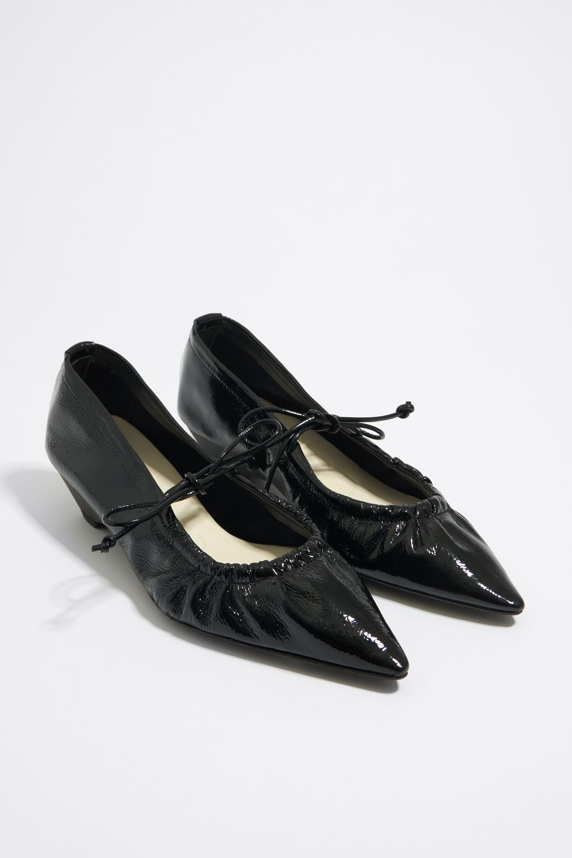 Black leather court shoe