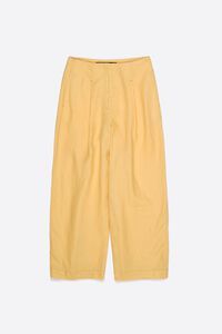 Yellow linen darted straight-fit trousers