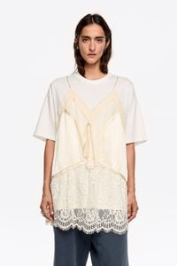 Ivory lace layer T-shirt top Ivory lace layer T-shirt top