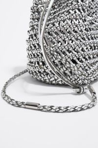 Silver mini plaited crochet leather bag