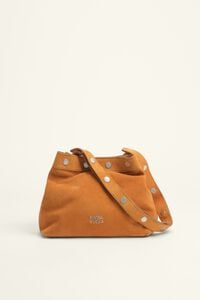 Medium amber suede snaps bag