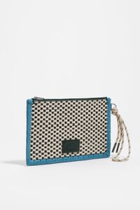 Dark green medium leather zip clutch