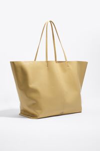 Oatmeal leather maxi Paper shopper bag