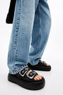 Black leather buckles platform sandal Black leather buckles platform sandal