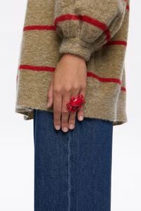 Red enamel crab ring