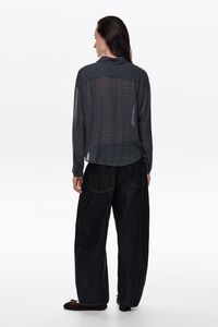 Blue checked boxy fluid shirt