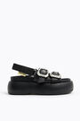 Black leather buckles platform sandal Black leather buckles platform sandal