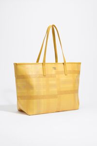 Large yellow Tartan shopper bag
