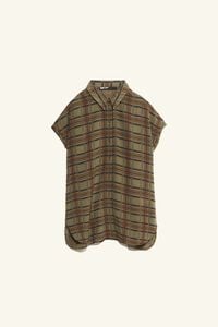 Khaki checked dropped-shoulder shirt