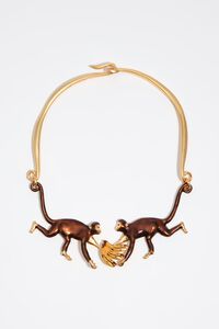 Gold monkeys and bananas necklace