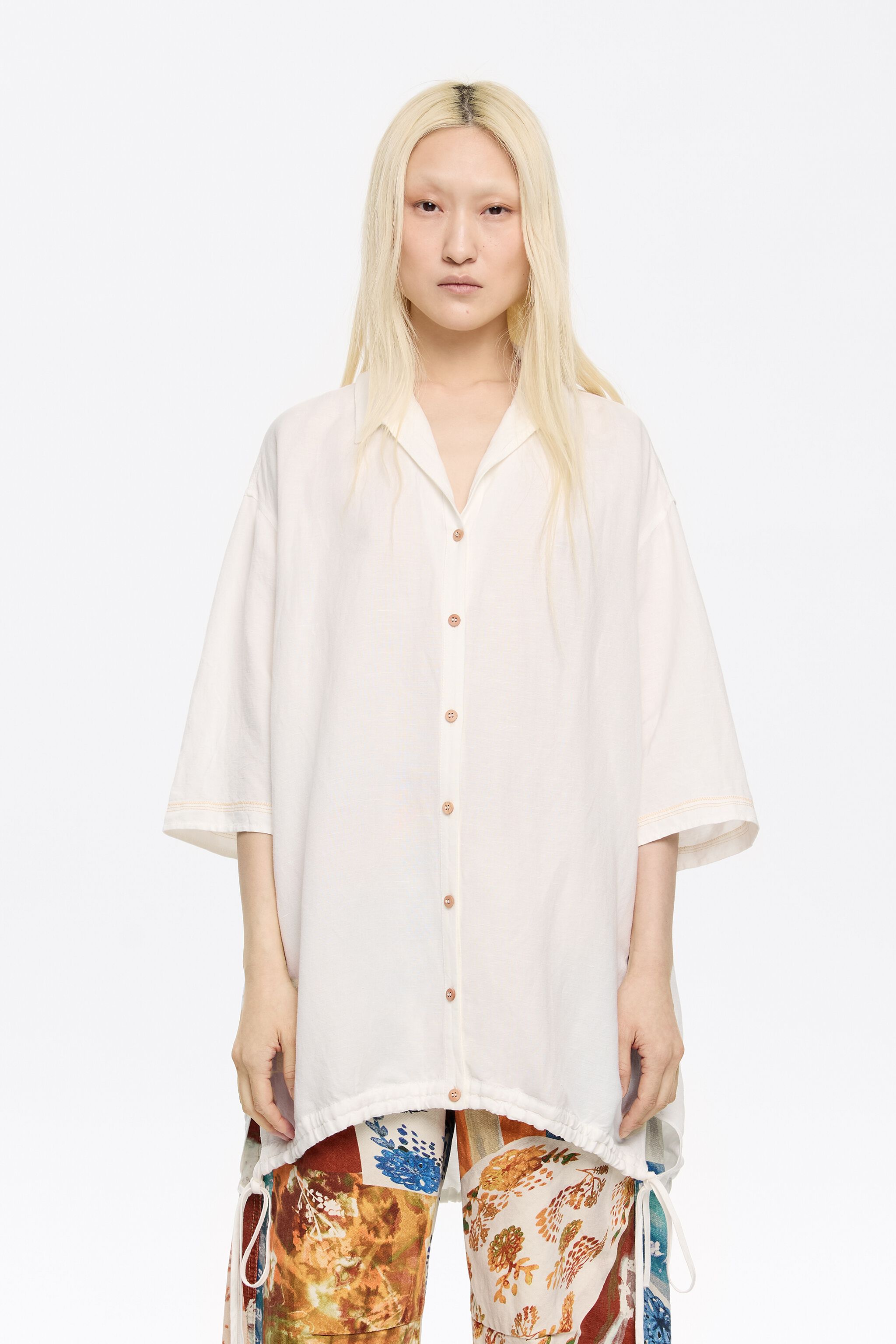 【ULLALA】Pruang short sleeve women's fair ivory Cotton short jumpsuit - Women | MANGO China