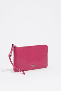 Large fuchsia leather coin purse