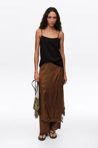 Dark olive viscose lace skort