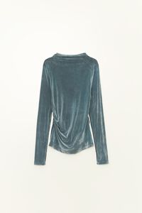 Light blue fitted velvet T-shirt
