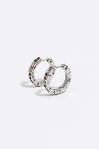 Multicolored crystals and logo hoop earrings