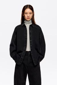 Black studded denim shirt