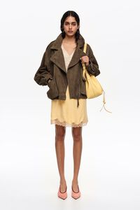 Yellow lace mini skirt