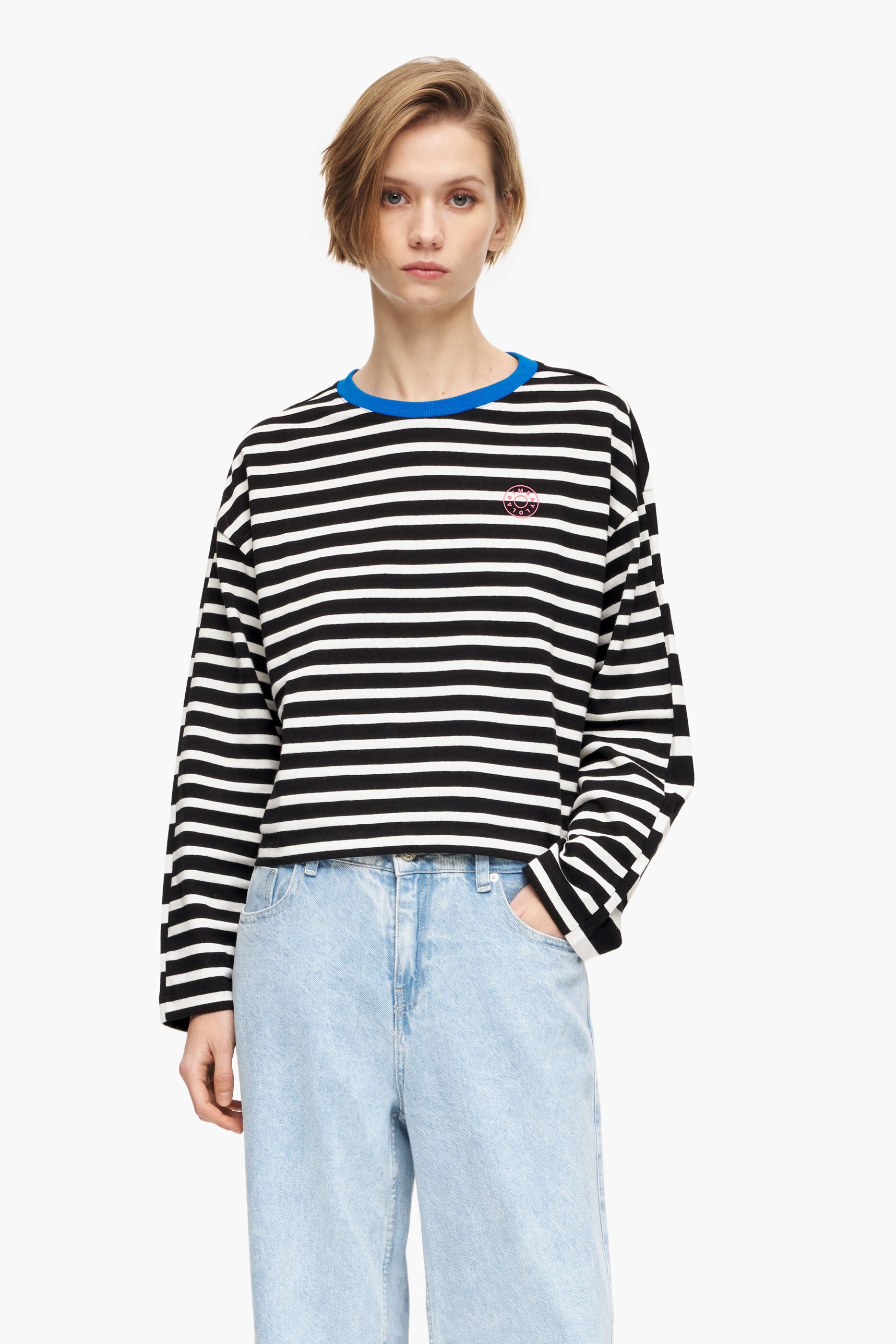 grey and black striped long sleeve