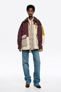 Multicolor patchwork padded jacket