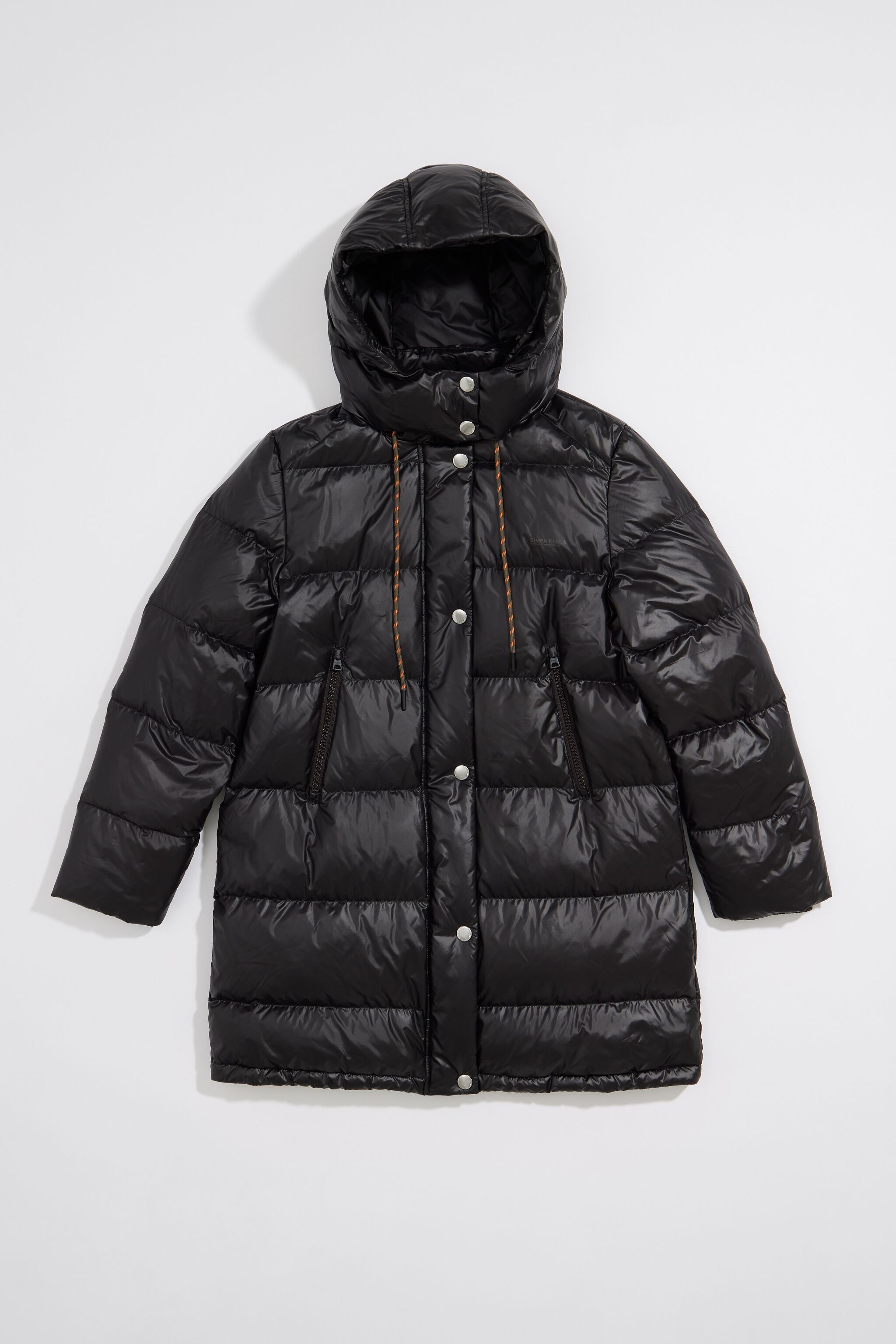 Black quilted midi puffer