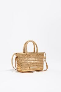 Gold plaited leather mini bag
