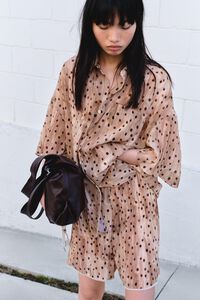 Watercolor Dots short-sleeve pleated shirt