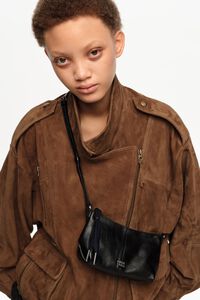 Black leather mini Paper crossbody bag